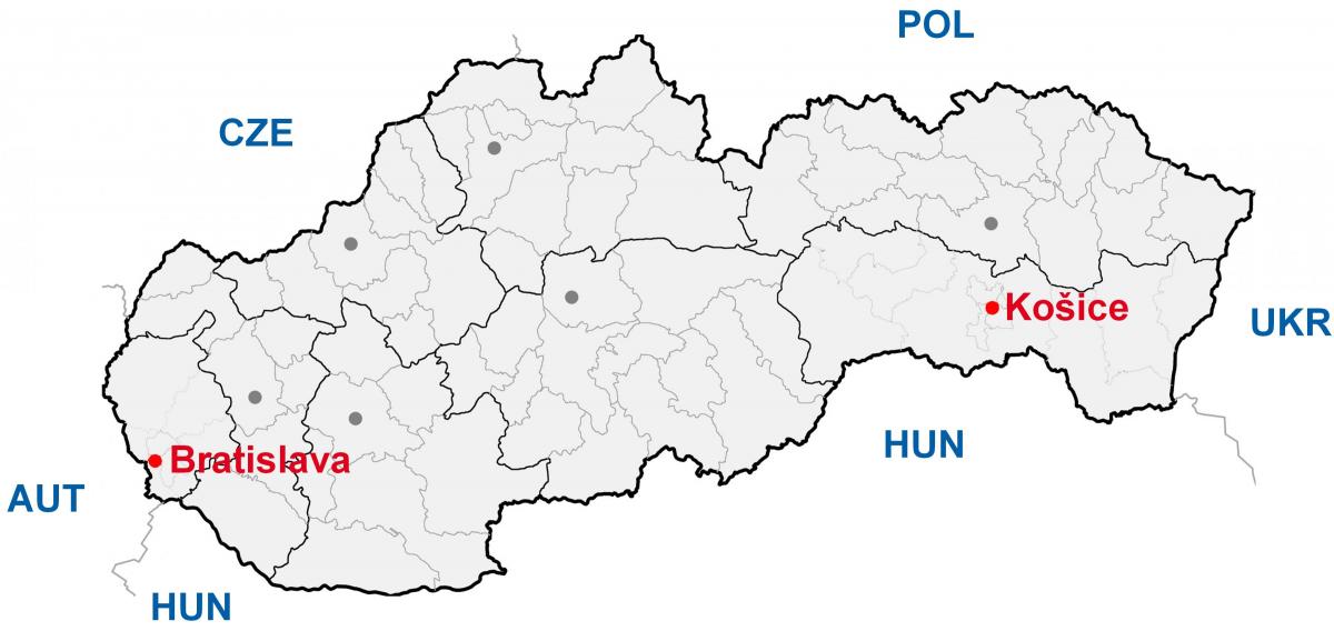 mapa kosice Slovačke