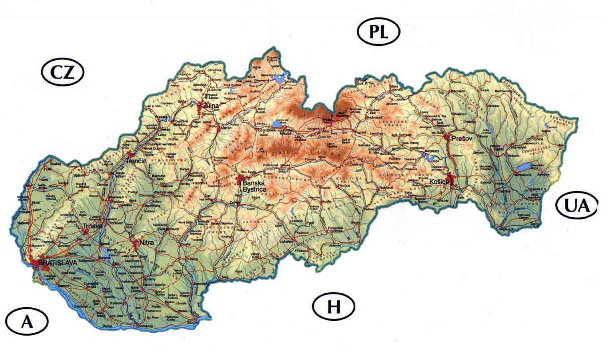 detaljne mapu Slovačke