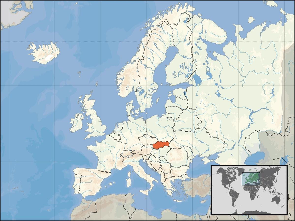 Slovačke lokaciju na svijetu mapu