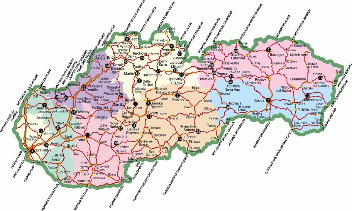 Slovačke turističke atrakcije mapu