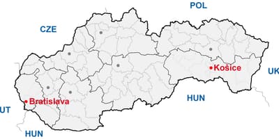 Mapa kosice Slovačke